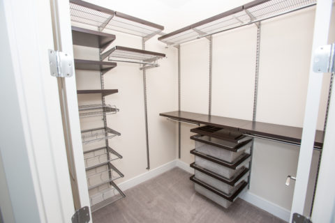 Huge walk in closets with shelving system