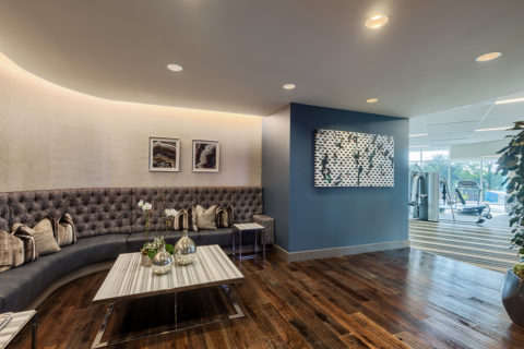 lounge area in fitness studio